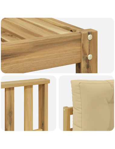 Set di divani da esterno 4 pcs Bianco e Beige Poliestere