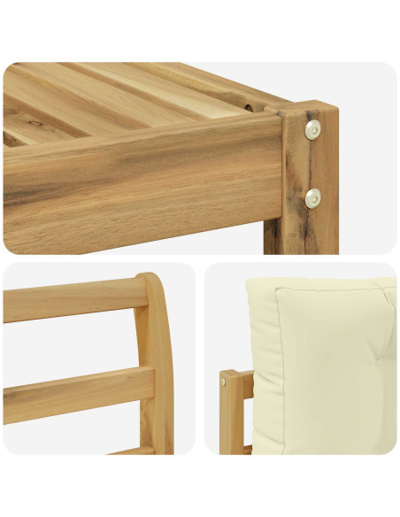 Set di divani da esterno 4 pcs Bianco e Crema Poliestere