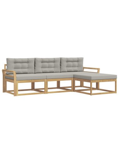 Set di divani da esterno 4 pcs Bianco e Grigio Chiaro