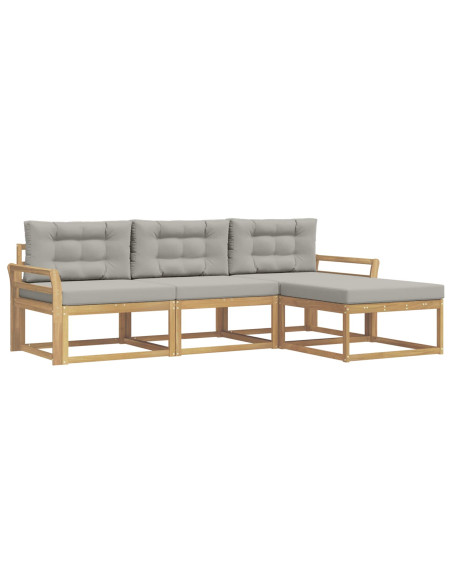 Set di divani da esterno 4 pcs Bianco e Grigio Chiaro