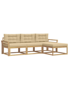 Set di divani da esterno 4 pcs Bianco e Beige Poliestere 2