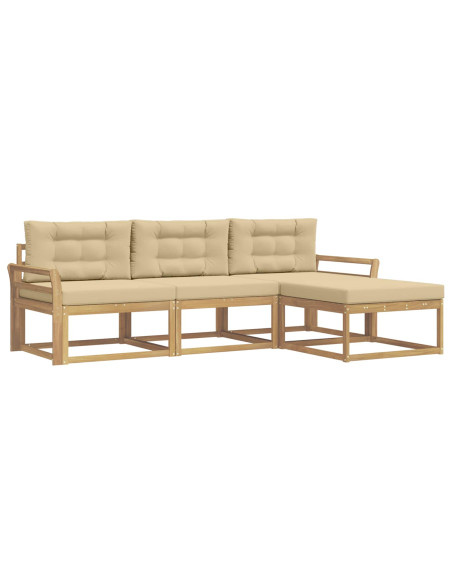 Set di divani da esterno 4 pcs Bianco e Beige Poliestere