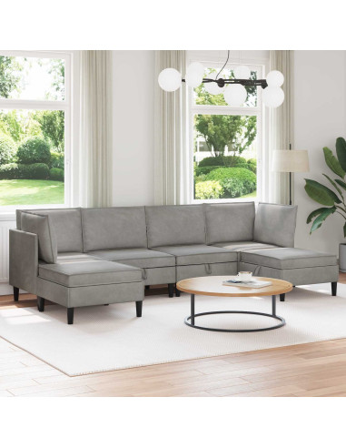 Set di mobili per il soggiorno 6 pcs Grigio Chiaro Velluto