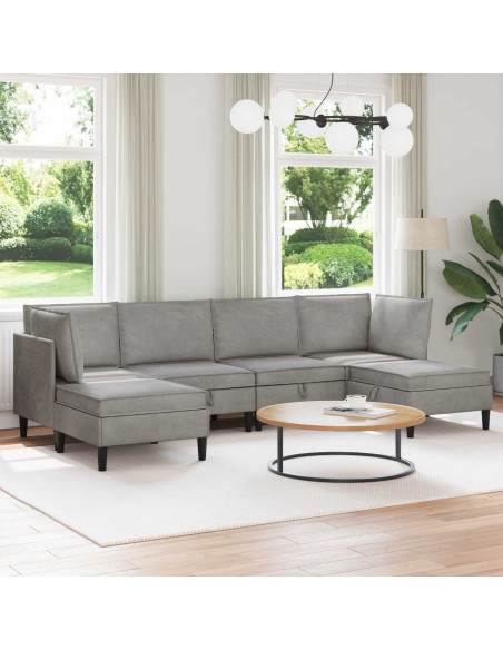 Set di mobili per il soggiorno 6 pcs Grigio Chiaro Velluto