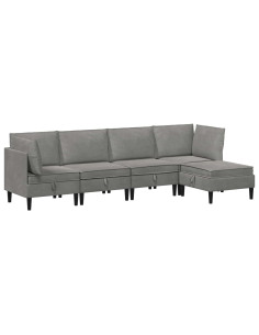 Set di mobili per il soggiorno 5 pcs Grigio Chiaro Velluto 2