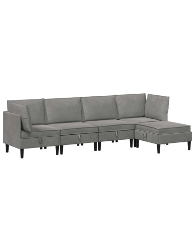 Set di mobili per il soggiorno 5 pcs Grigio Chiaro Velluto