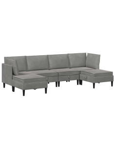 Set di mobili per il soggiorno 6 pcs Grigio Chiaro Velluto 2