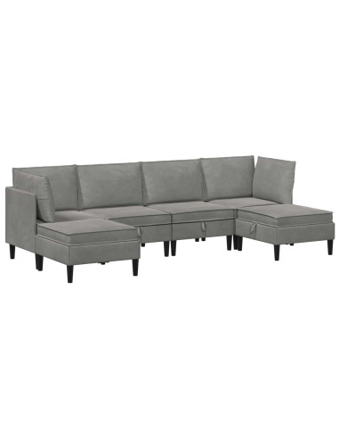 Set di mobili per il soggiorno 6 pcs Grigio Chiaro Velluto