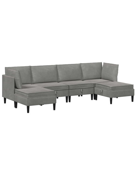 Set di mobili per il soggiorno 6 pcs Grigio Chiaro Velluto