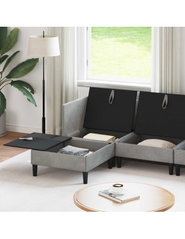 Set di mobili per il soggiorno 6 pcs Grigio Chiaro Velluto