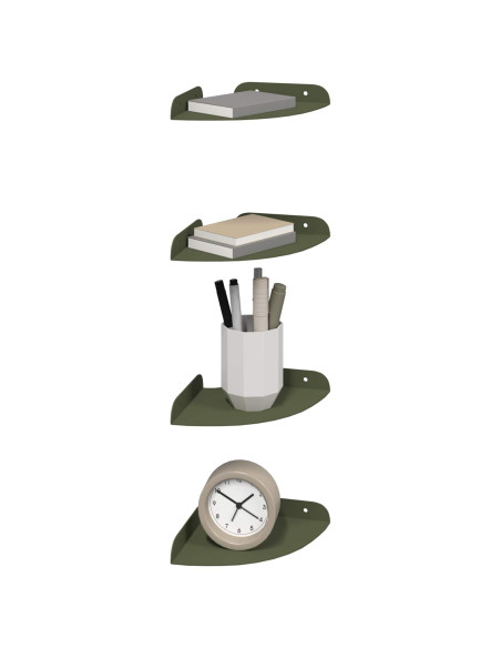 Mensola sospesa 4 pcs Verde oliva 15 x 15 x 2 cm