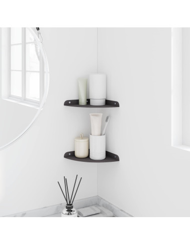 Mensola sospesa con lo scaffale 2 pcs Nero 18 x 18 x 2 cm