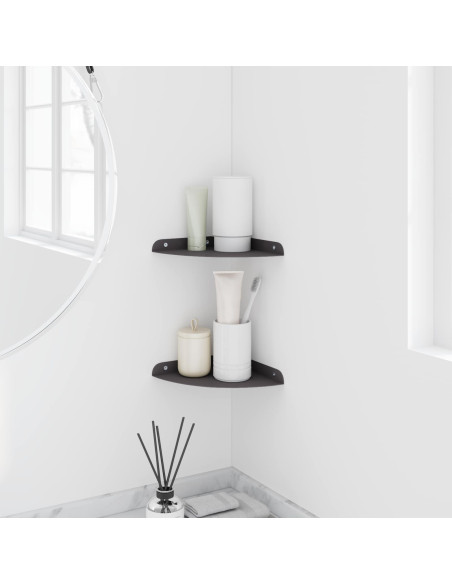 Mensola sospesa con lo scaffale 2 pcs Nero 18 x 18 x 2 cm