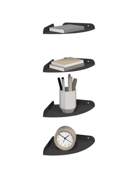 Mensola sospesa con lo scaffale 4 pcs Nero 18 x 18 x 2 cm
