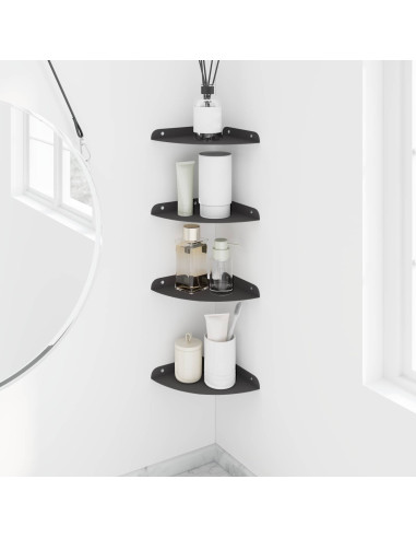 Mensola sospesa con lo scaffale 4 pcs Nero 18 x 18 x 2 cm