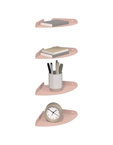 Mensola sospesa con lo scaffale 4 pcs Rosa 18 x 18 x 2 cm