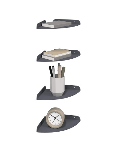 Mensola sospesa con lo scaffale 4 pcs Antracite 18 x 18 x 2 cm