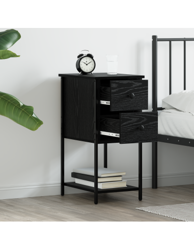 Armadio da Notte con cassetto 2 pcs Rovere nero 32 x 42 x 70 cm