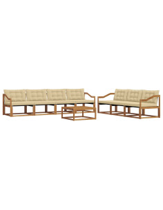 Set di divani da esterno con cuscino 8 pcs Naturale e Beige 2