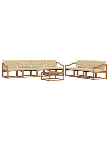 Set di divani da esterno con cuscino 8 pcs Naturale e Beige