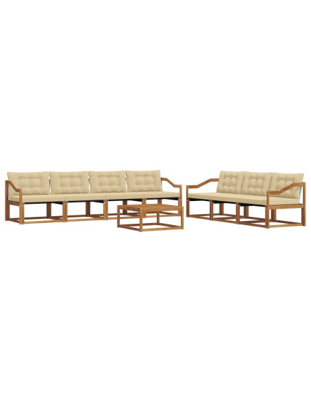 Set di divani da esterno con cuscino 8 pcs Naturale e Beige