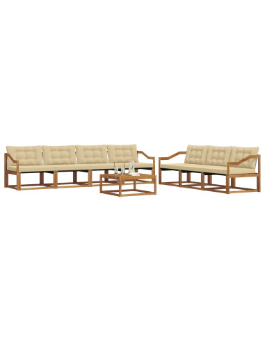 Set di divani da esterno con cuscino 8 pcs Naturale e Beige