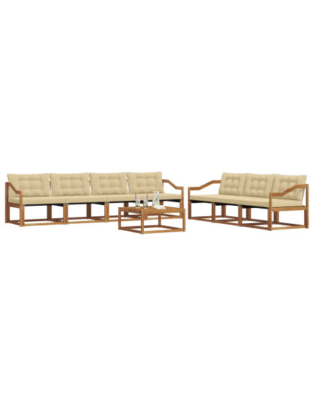 Set di divani da esterno con cuscino 8 pcs Naturale e Beige