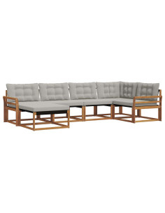 Set di divani da esterno 6 pcs Grigio Naturale e Chiaro 2