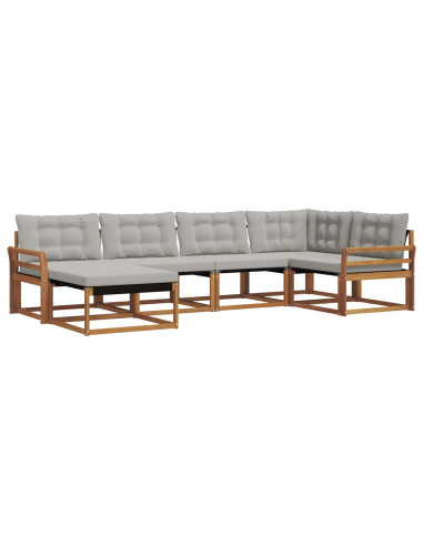 Set di divani da esterno 6 pcs Grigio Naturale e Chiaro