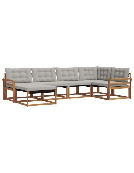 Set di divani da esterno 6 pcs Grigio Naturale e Chiaro