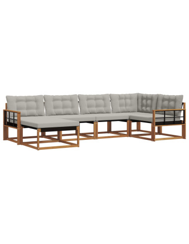 Set di divani da esterno 6 pcs Grigio Naturale e Chiaro