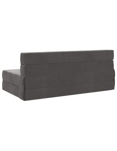 Divano Letto Pieghevole Grigio scuro 203 x 152 x 15 cm Velluto