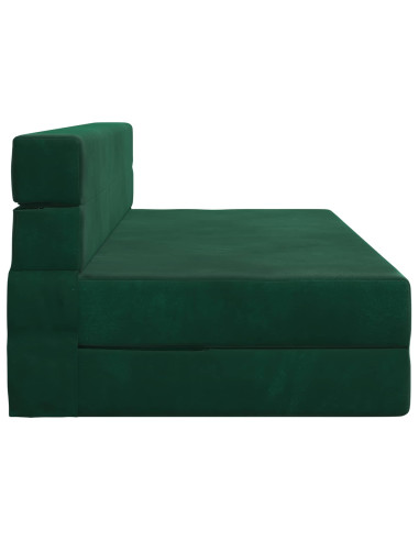 Divano Letto Pieghevole Verde Scuro 203 x 152 x 15 cm Velluto