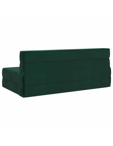 Divano Letto Pieghevole Verde Scuro 203 x 152 x 15 cm Velluto