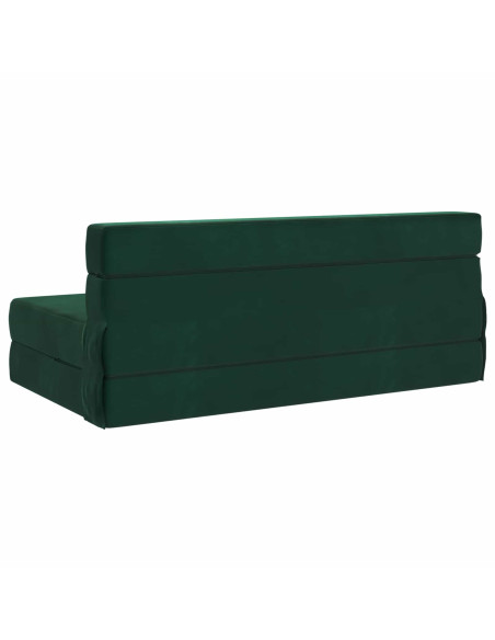 Divano Letto Pieghevole Verde Scuro 203 x 152 x 15 cm Velluto