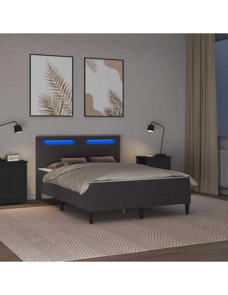Struttura del letto con testiera Grigio 140 x 190 cm Similpelle