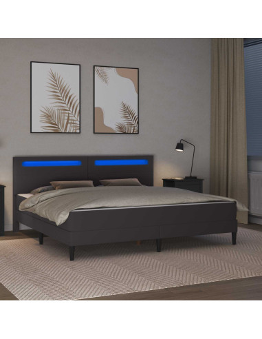 Struttura del letto con testiera Grigio 200 x 200 cm Similpelle