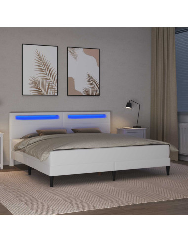Struttura del letto con testiera Bianco 200 x 200 cm Similpelle