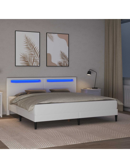 Struttura del letto con testiera Bianco 200 x 200 cm Similpelle