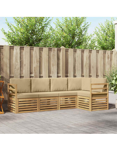 Set di divani da esterno 5 pcs Bianco e Beige