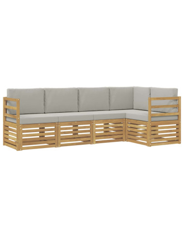 Set di divani da esterno 5 pcs Bianco e Grigio Chiaro