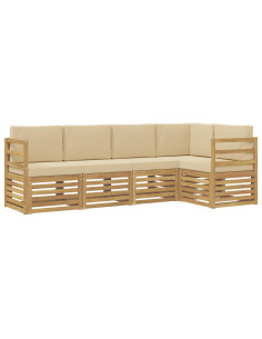 Set di divani da esterno 5 pcs Bianco e Beige 2
