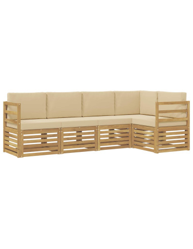 Set di divani da esterno 5 pcs Bianco e Beige