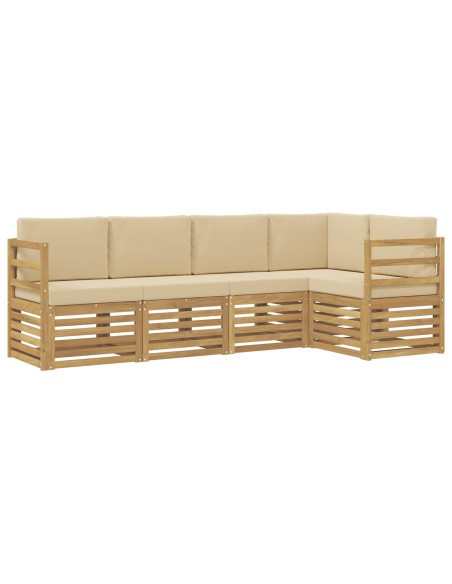 Set di divani da esterno 5 pcs Bianco e Beige