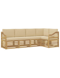Set di divani da esterno 5 pcs Bianco e Beige 2