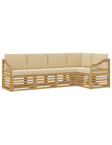 Set di divani da esterno 5 pcs Bianco e Beige