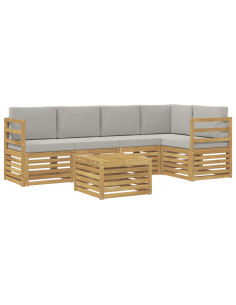 Set di divani da esterno 6 pcs Bianco e Grigio Chiaro 2