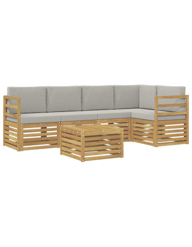 Set di divani da esterno 6 pcs Bianco e Grigio Chiaro
