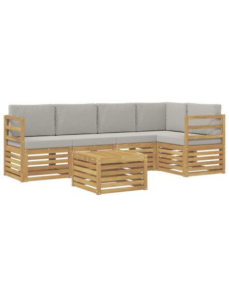 Set di divani da esterno 6 pcs Bianco e Grigio Chiaro