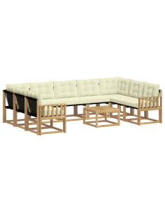 Set di divani da esterno con cuscino 10 pcs Bianco e Crema 2